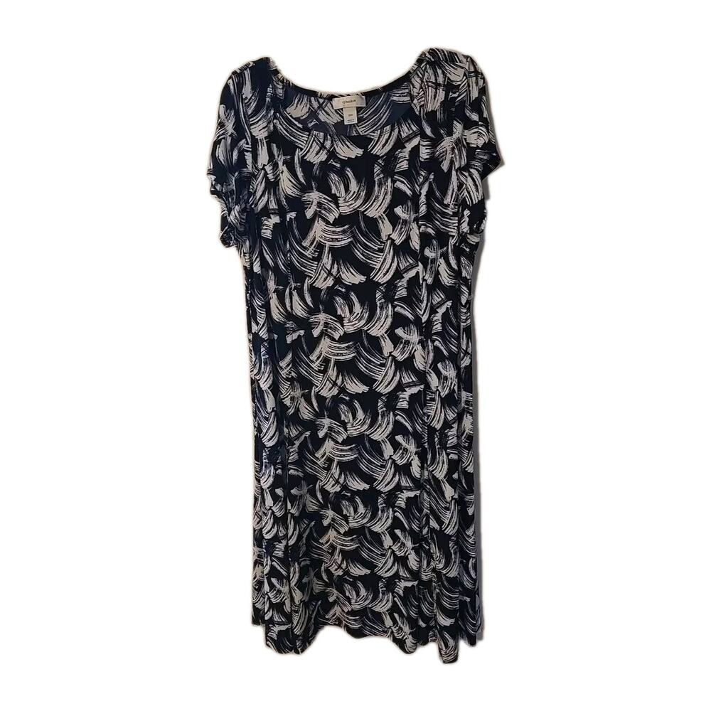 CJ Banks‎ Blue Brush Stroke Print Short Sleeve Maxi Dress Womans Plus Size 20W